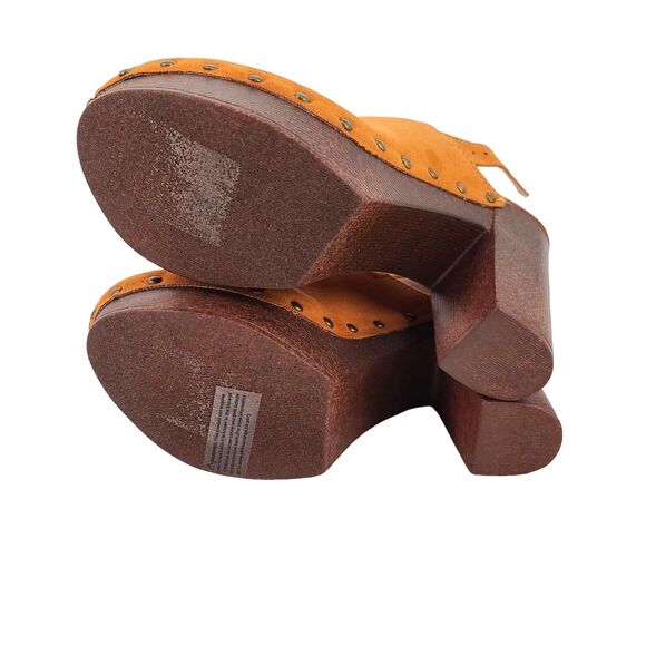 Olivia Miller Studded Lia Clog Heel Cognac Size 8 - Picture 6 of 12
